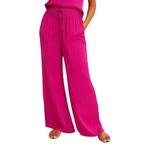 Joie Silky Wide Leg High Rise Pant Drawstring Pockets Pink Size Medium 4-10